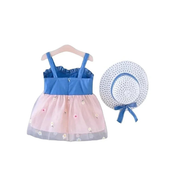 9m Pink Tule Tank Dress with Hat - Picture 2 of 7